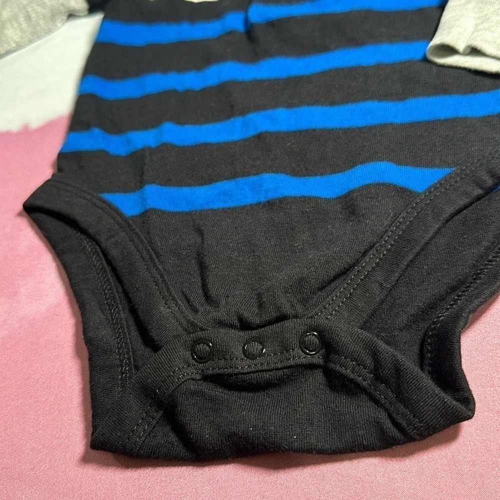 Wrangler Baby Boy's 3-6 M Polo One Piece Bodysuit Striped Thermal Long Sleeves